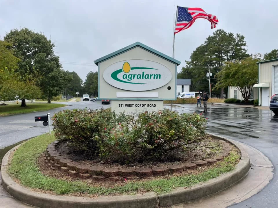 Agralarm headquarters sign at 311 West Gordy Road, Salisbury, Maryland